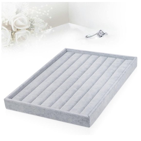 7 Slots Velvet Jewelry Display Tray Ring Earrings Organizer Trays | stackable - Picture 3 of 9